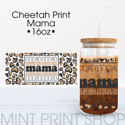 Cheetah Mama  | UV DTF Cup Wrap - Mint Print Shop