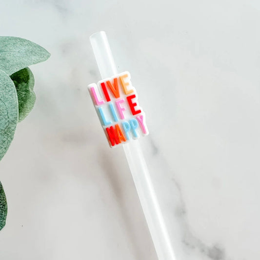 Live Life Happy Straw Topper - Mint Print Shop