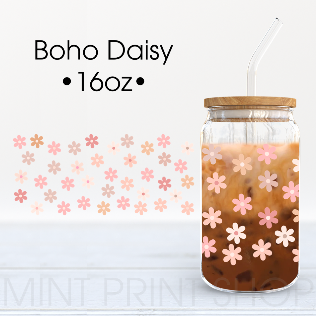 Boho Daisy | UV DTF Cup Wrap - Mint Print Shop