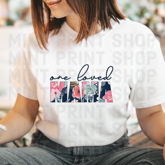 Blue Floral One Loved Mama | DTF Transfer