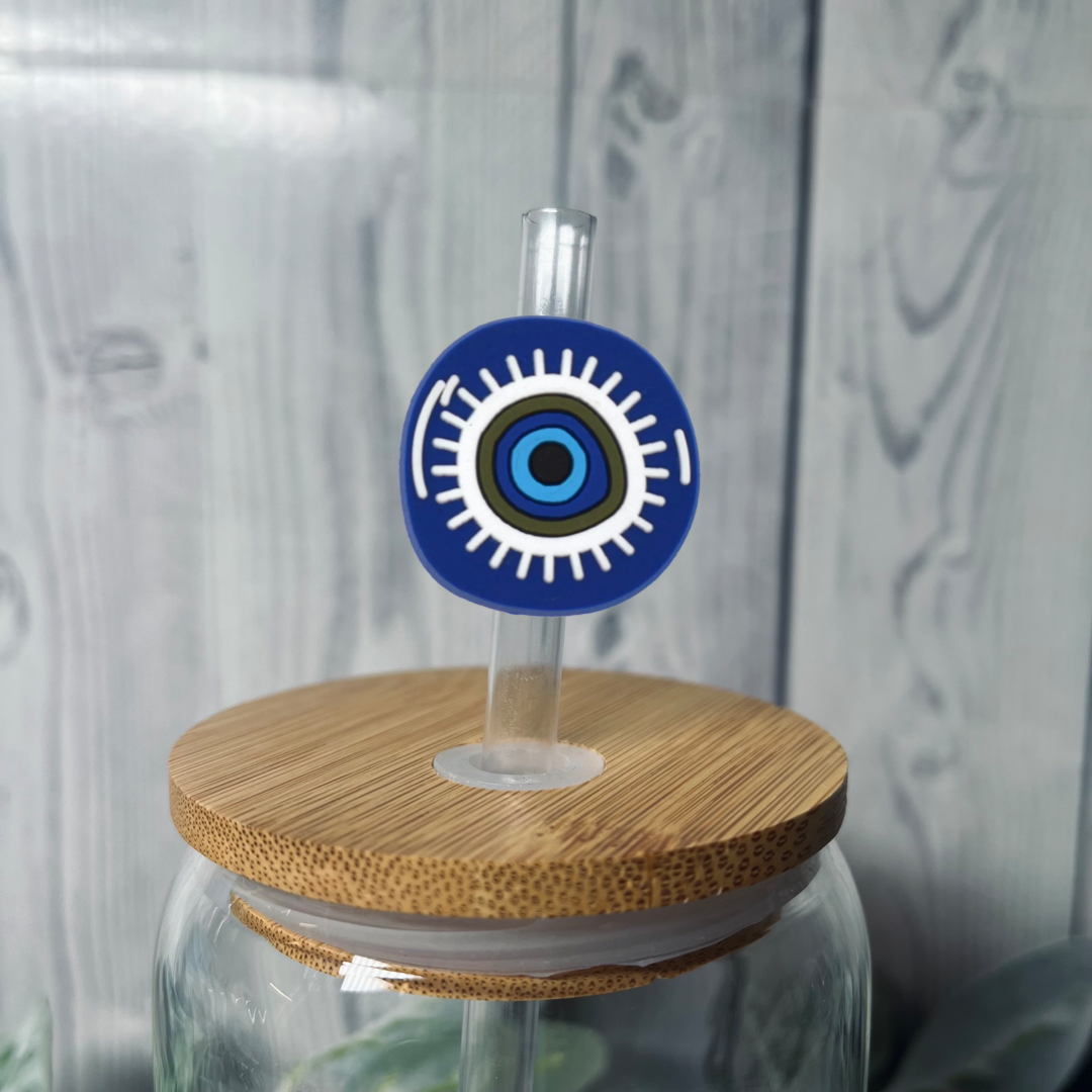 Evil Eye Round Straw Topper - Mint Print Shop