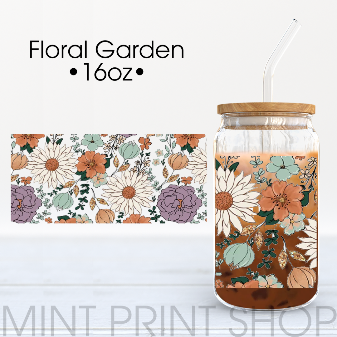 Floral Gardens | UV DTF Cup Wrap - Mint Print Shop