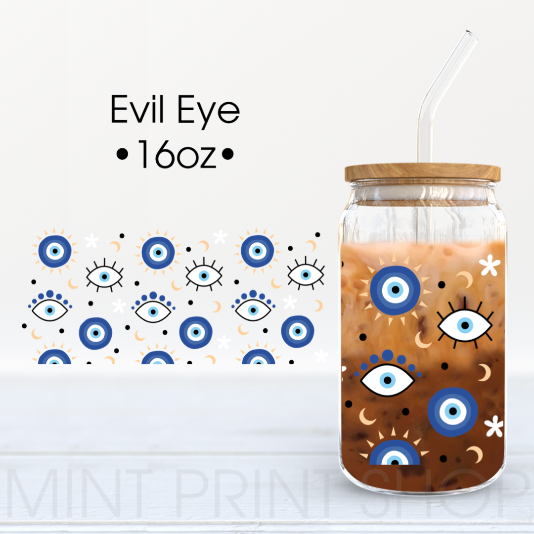 Evil Eye with Leaves - UV DTF Cup Wrap