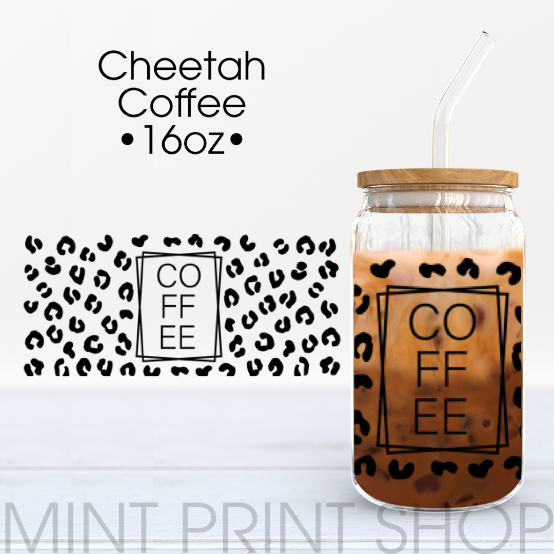 Cheetah Coffee | UV DTF Cup Wrap - Mint Print Shop