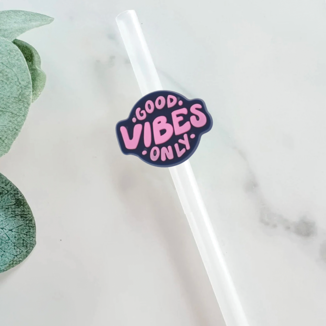 Good Vibes Only Straw Topper - Mint Print Shop